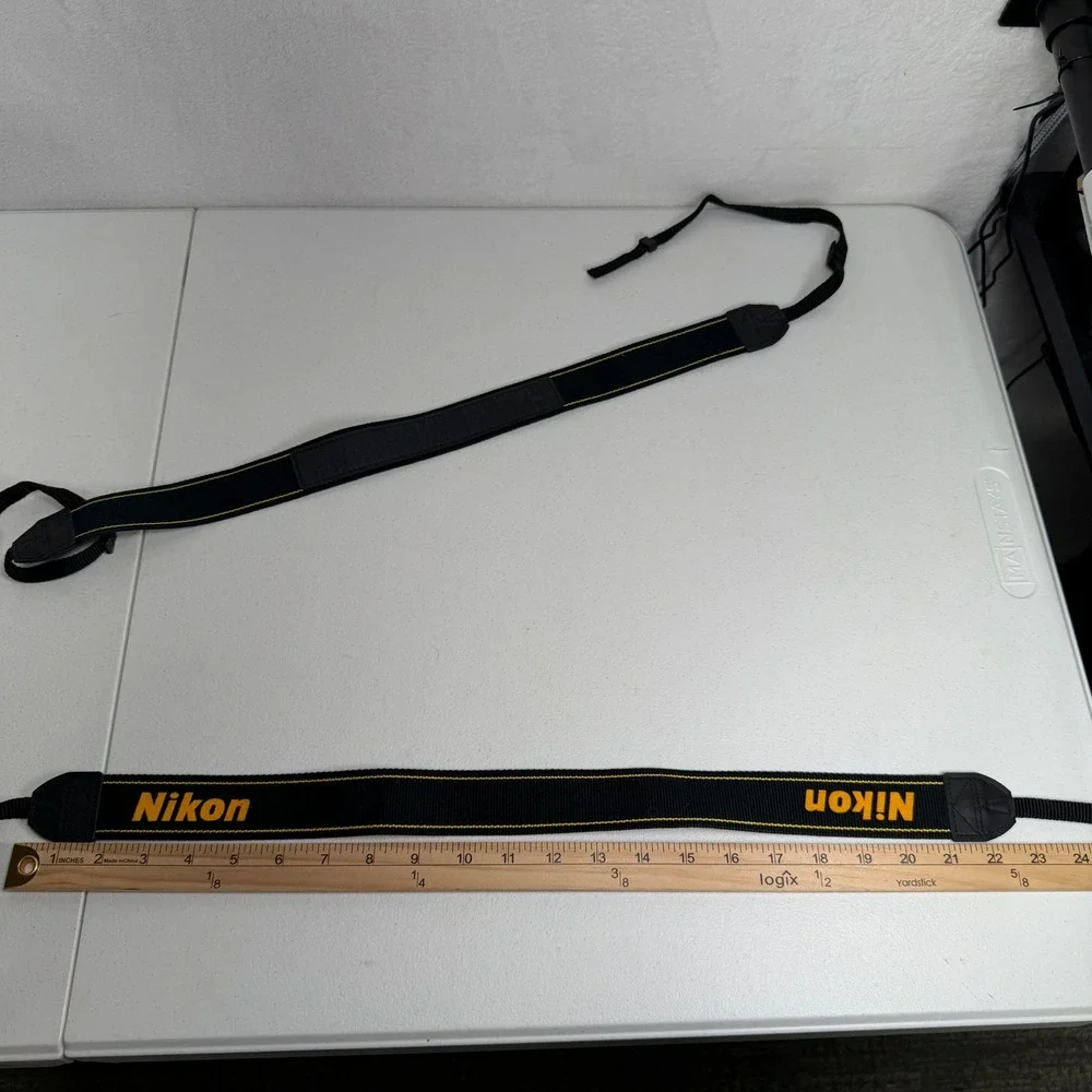 Nikon Camera Neck Strap Adjustable Woven Logo Black Yellow 2 Piece Lot Secure